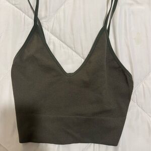 Dark Green Ribbed Crop Top